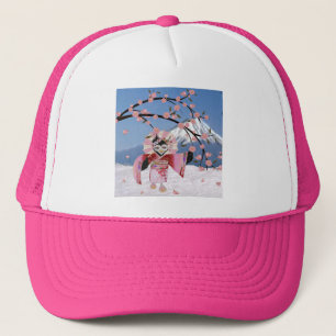 Casquette Sakura Geisha Oiseau dans les Cerisiers en Fleur s