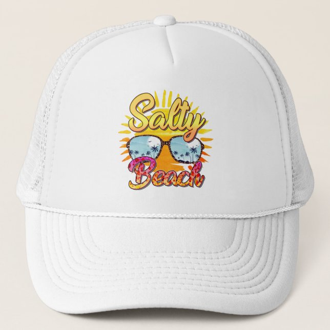 Casquette Salty Beach | Soleil et palmier tropicaux (Devant)