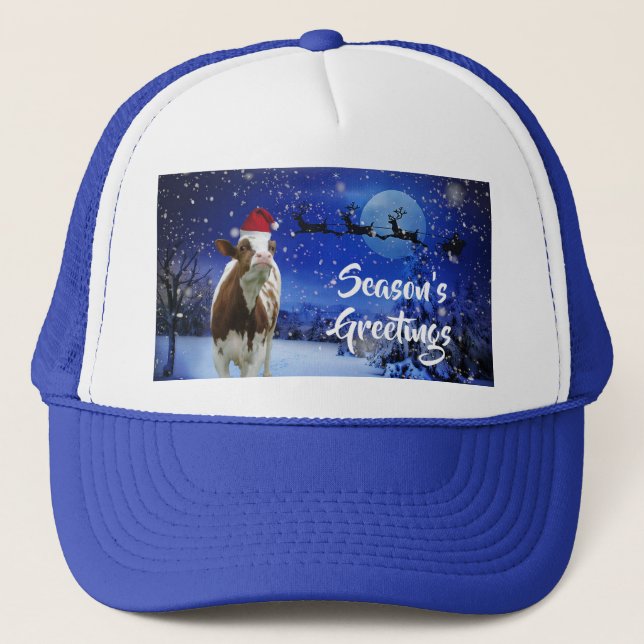 Casquette Salutations de la saison des vaches de père Noël (Devant)