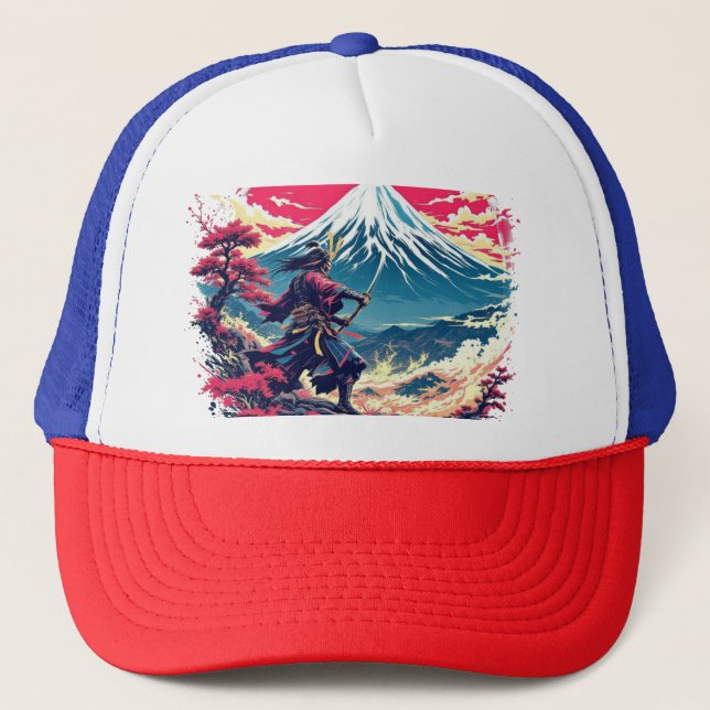 Casquette Samurai Warrior at Mount Fuji Japanese Art  (Devant)