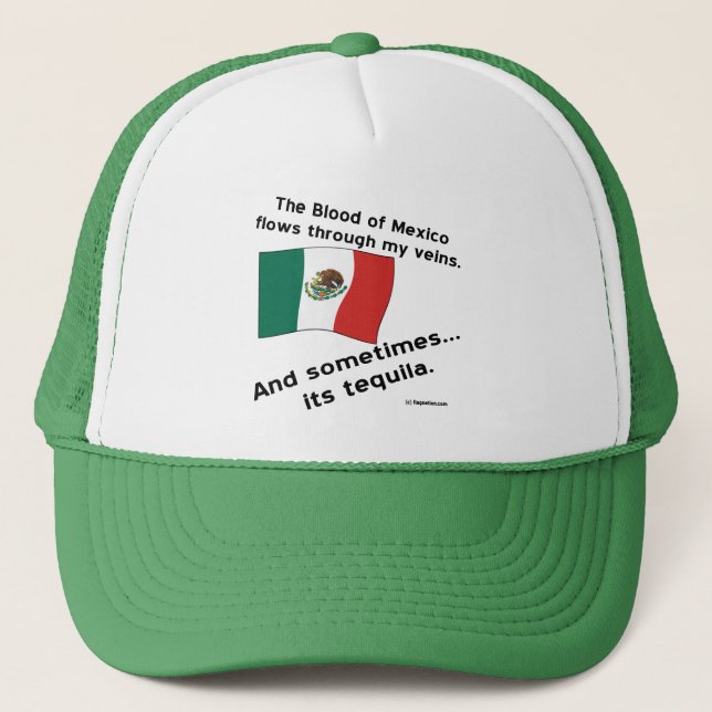 Casquette Sang Le Mexique Traverse Les Veines Parfois Tequil (Devant)