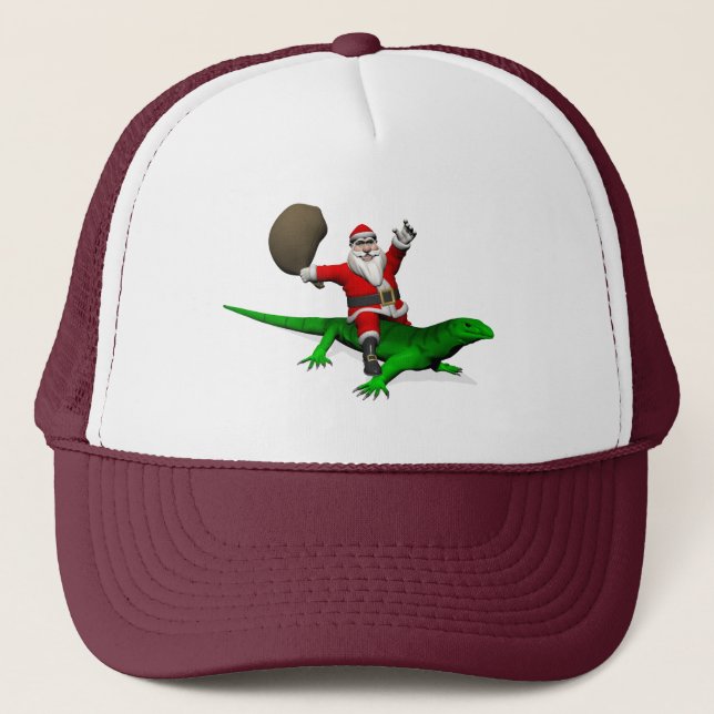Casquette Santa Claus Riding Green Lizard (Devant)