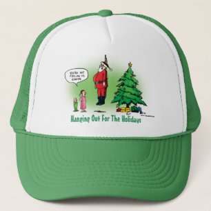 Casquette Santa suspendu dessin animé tordu