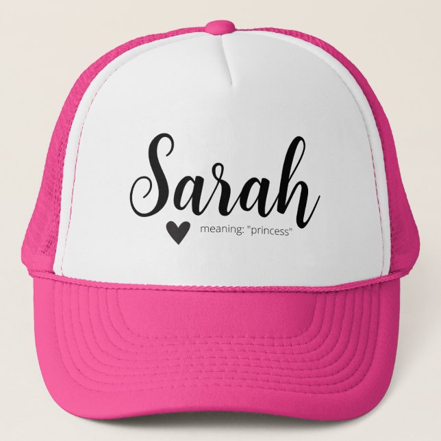 Casquette Sarah Nom Signifiant Minimal Moderne Script Casque (Devant)