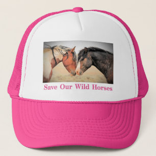 Casquette Sauvez nos Chevaux sauvages Chaud Pink Trucker Cha