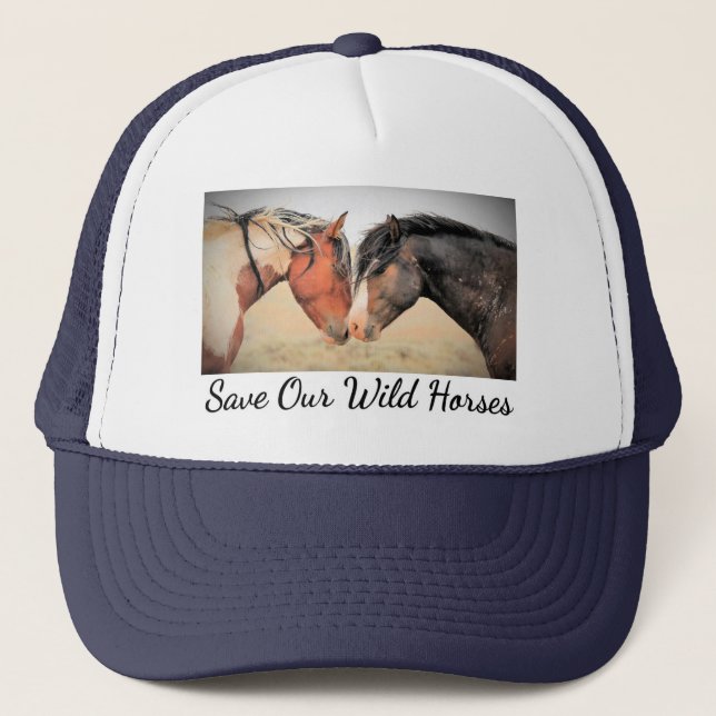 Casquette Sauvez nos Chevaux Sauvages Fancy Trucker Chapeau (Devant)