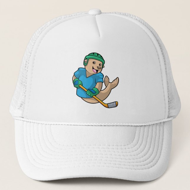 Casquette Sceau au hockey sur glace avec bâton de hockey sur (Devant)