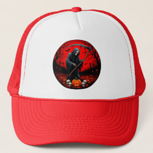 Casquette Scène de la Faucheuse avec Fond Rouge