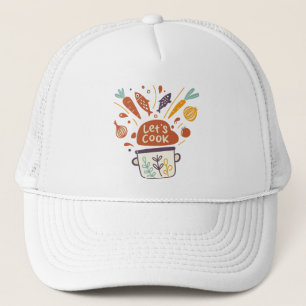 Casquette Scène Whimsical Kitchen avec "Let’s Cook" Texte -