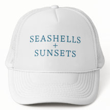 Seashells & Sunsets Hat Vacation Beach Custom Cap