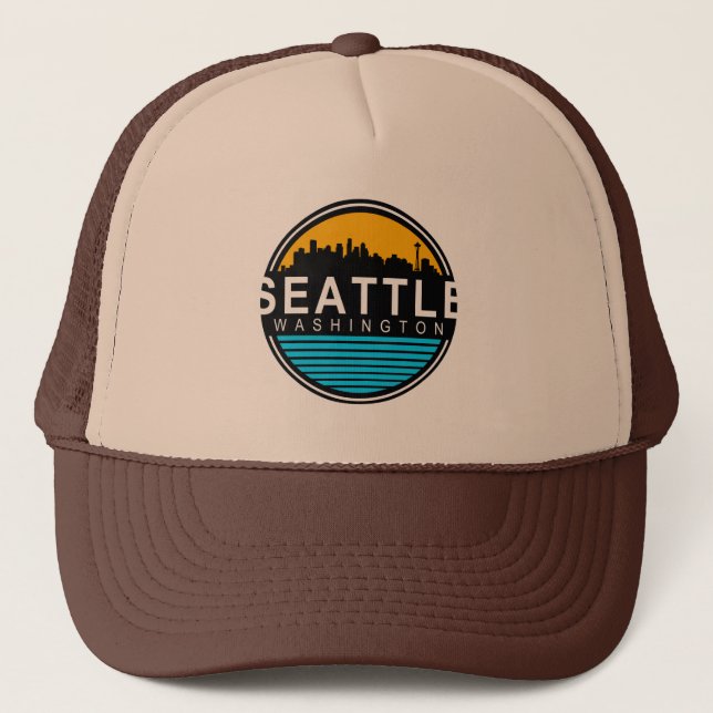 Casquette Seattle Washington Skyline Travel (Devant)