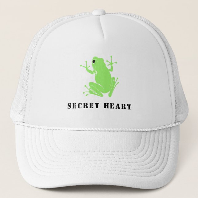 Casquette Secret Heart Green Frog Custom Text Trucker  (Devant)
