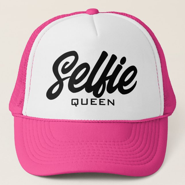 Casquette Selfie Queen Funny Pink Trucker Chapeau (Devant)