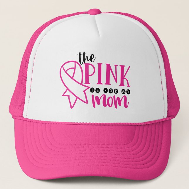 Casquette Sensibilisation au cancer du sein rose pour ma mèr (Devant)