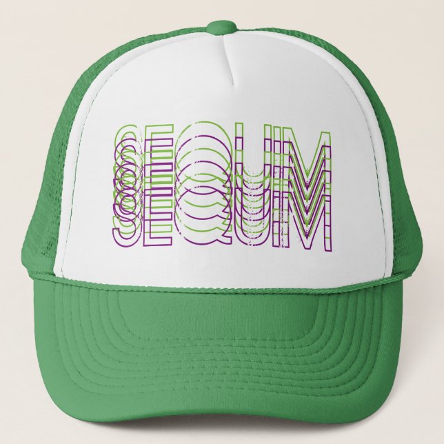 Casquette Sequim : Art pourpre et vert de mot de typographie (Devant)