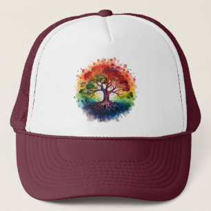 Casquette Sérénité Blossoms : Aquarelle Arbre de Vie Art