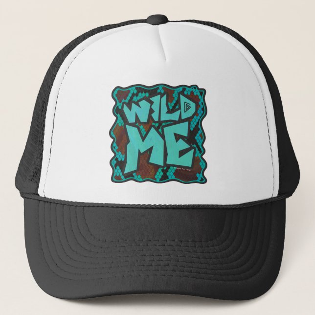 Casquette Serpent Wild Me Impression Brown et Turquoise (Devant)