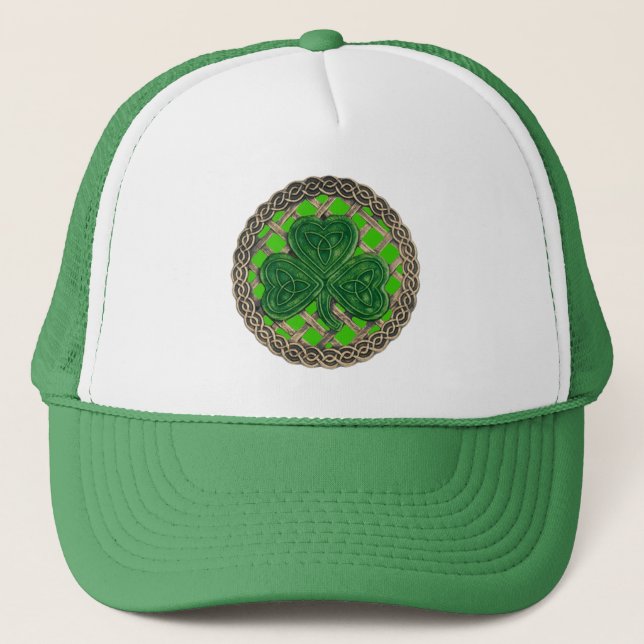 Casquette Shamrock, treillis Et Noeuds Celtiques Sur Casquet (Devant)