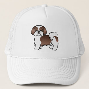 Casquette Shih Tzu marron et blanc de dessin animé mignon