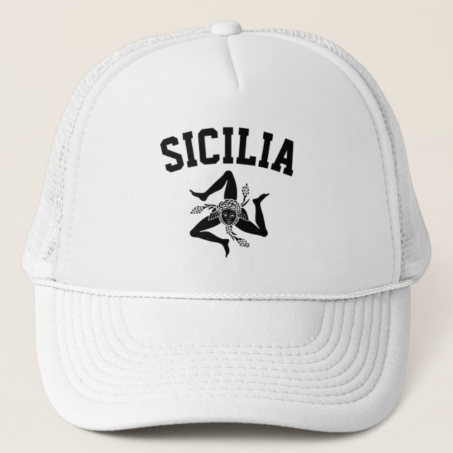 Casquette Sicilienne Trinacria Noir votre texte  (Devant)
