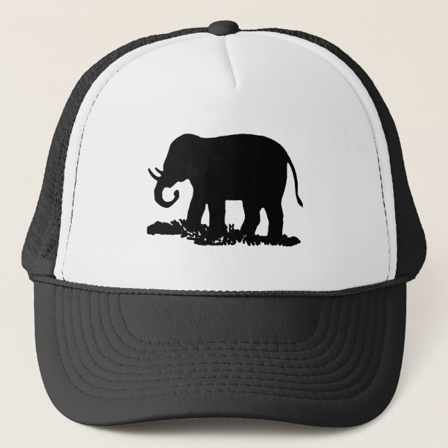 Casquette Silhouette d'éléphant noir et blanc (Devant)