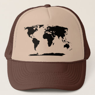 Casquette Silhouette noire de carte du monde