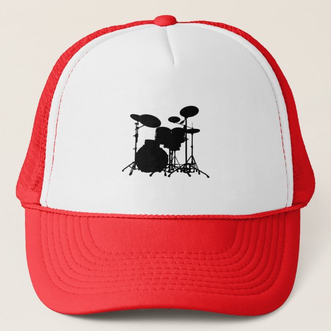 Casquette Silhouette noire et blanche de kit de tambour - (Devant)