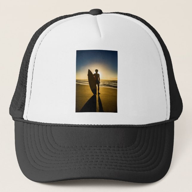 Casquette Silhouette surfeuse au lever du soleil (Devant)