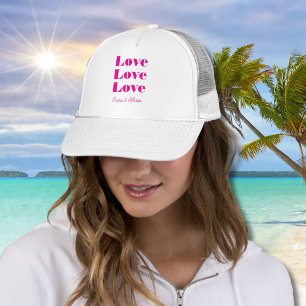Casquette Simple Blanc Nettoyer 3 x Amour   Hot Pink