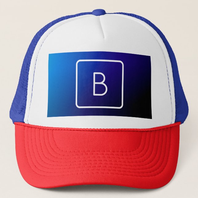 Casquette Simple moderne bleu foncé Ombre dégradé et monogra (Devant)