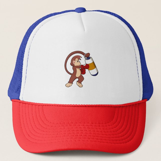 Casquette Singe à la boxe avec sac de poinçonnage (Devant)