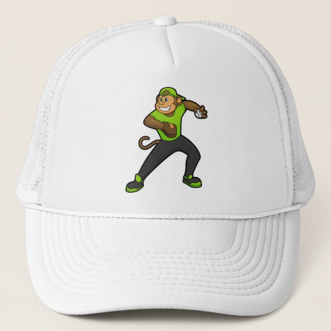 Casquette Singe au baseball avec batte de baseball (Devant)