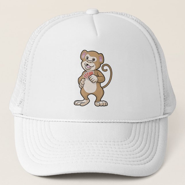 Casquette Singe au Poker avec cartes de Poker (Devant)