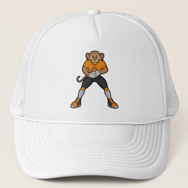 Casquette Singe comme joueur de football avec football (Devant)