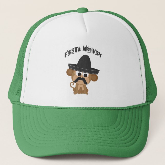 Casquette Singe de Fiesta avec un Mustach et un Sombrero mex (Devant)