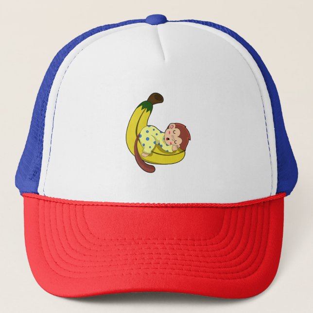 Casquette Singe dormant dans le pyjama (Devant)