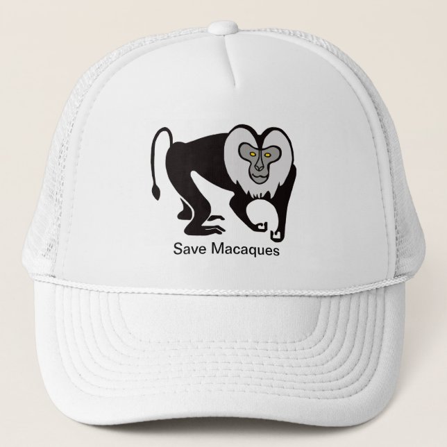 Casquette Singe - Sauvez MACAQUES - Amoureux des animaux - F (Devant)