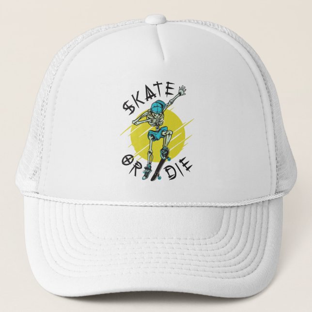 Casquette Skate ou die Skeleton Skateboarder (Devant)