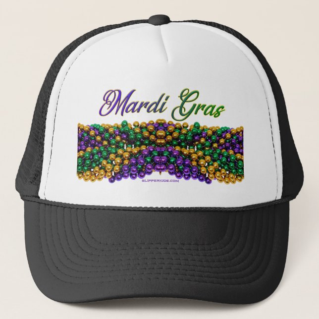 Casquette SlipperyJoe's Mardi Gras Colliers en perles violet (Devant)