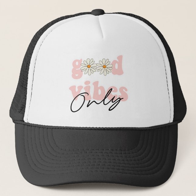 Casquette Slogan hippie des années 70 de Good Vibes (Devant)