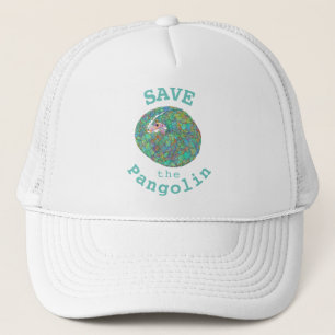 Casquette Slogan Sauver le Pangolin sarcelle