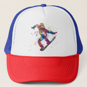 Casquette Snowboard en aquarelle