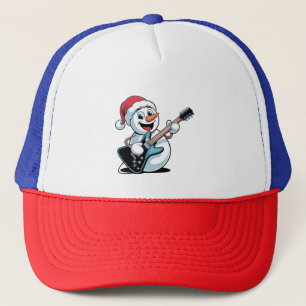 Casquette Snowman Jouer Guitare électrique Père Noël Noël
