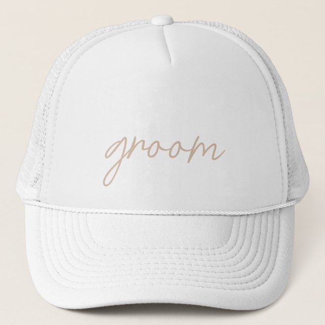 Casquette Soirée de mariage moderne | Script beige (Devant)