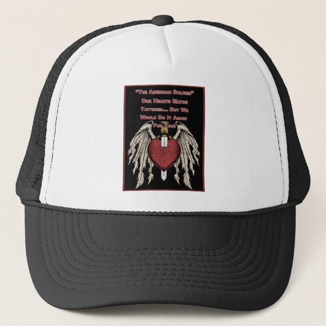 Casquette Soldat Américain Poignant Coeurs Tattrés (Devant)