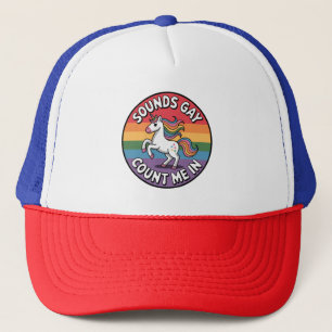 Casquette Sounds Gay Count Me In Unicorn Rainbow Flag LGBT