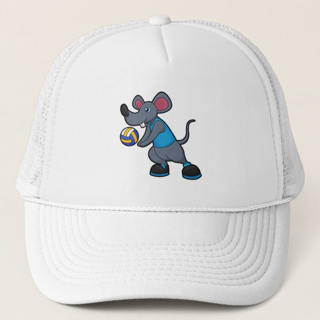 Casquette Souris comme joueur de volleyball avec volleyball (Devant)