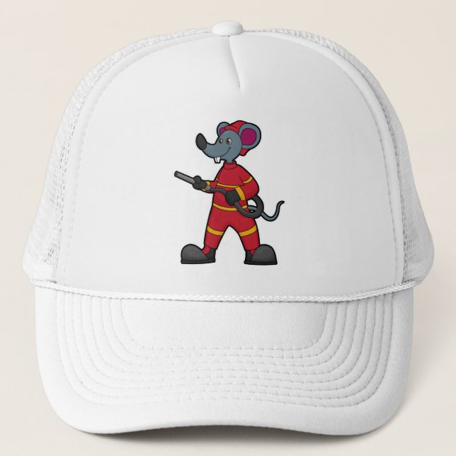 Casquette Souris comme pompier avec tuyau (Devant)