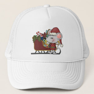 Casquette Souris de Père Noël avec le traîneau