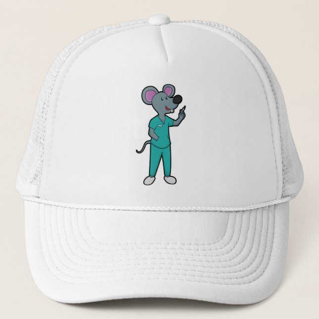 Casquette Souris infirmière à la vaccination avec seringue (Devant)